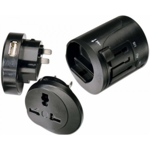 Lindy Universal Mains Plug & USB Adapter