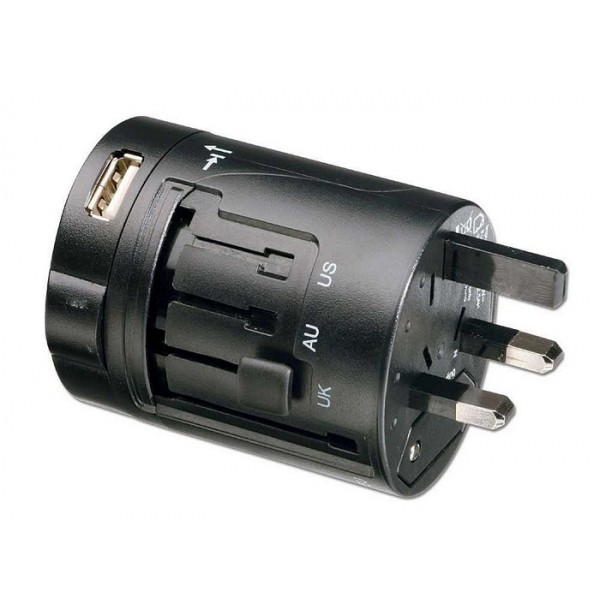 Lindy Universal Mains Plug & USB Adapter